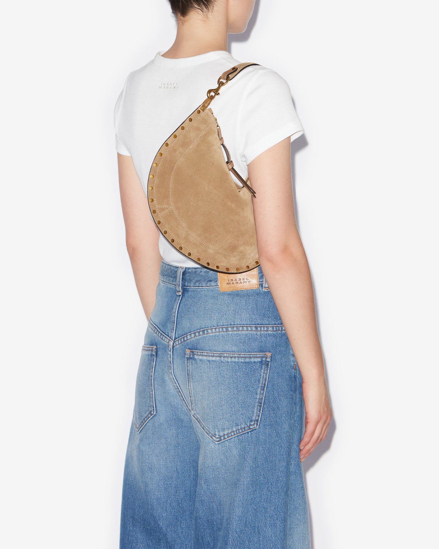 Sac oskan soft zip en cuir de veau velours - Taupe - Woman - 4