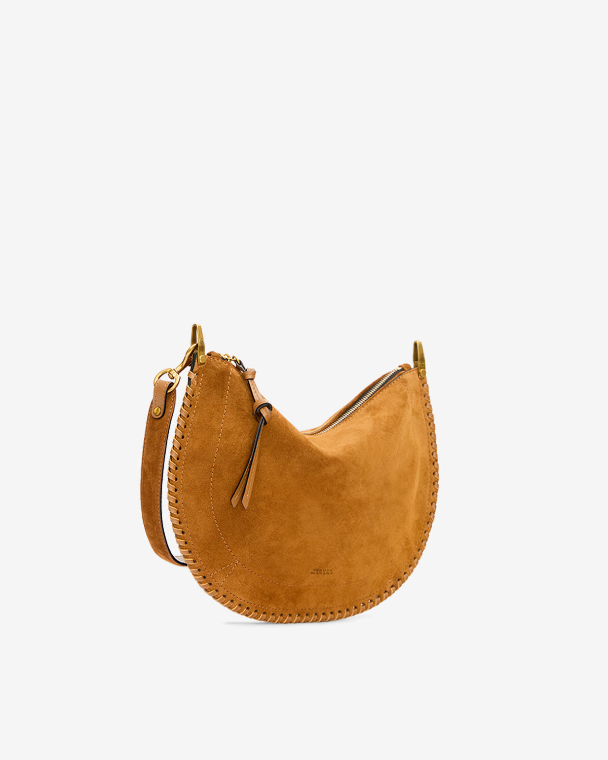 Bolso oskan soft zip de piel de ante de becerro trenzada - Cognac - Woman - 6