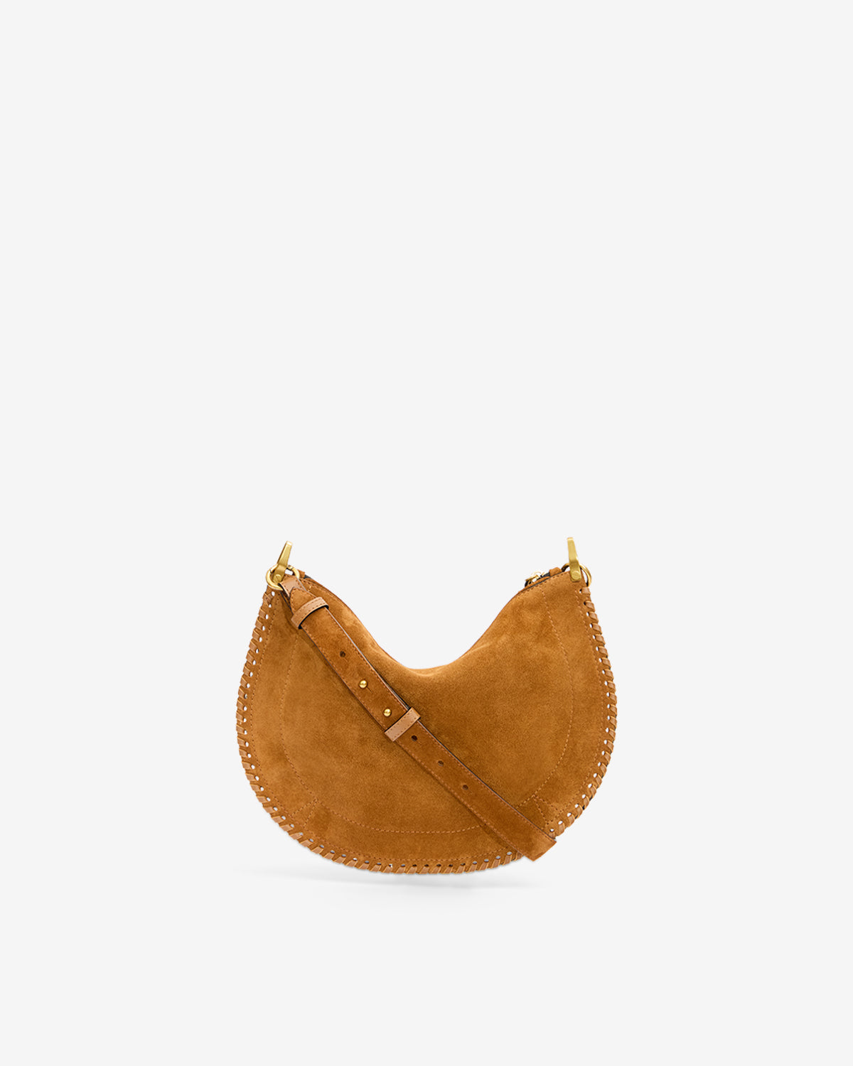 Bolso oskan soft zip de piel de ante de becerro trenzada - Cognac - Woman - 2