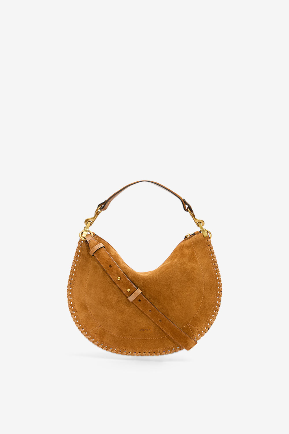 Sac oskan soft zip en cuir de veau velours tressé - Cognac - Woman - 1