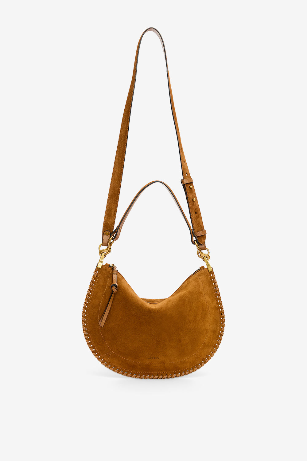 Sac oskan soft zip en cuir de veau velours tressé - Cognac - Woman - 7