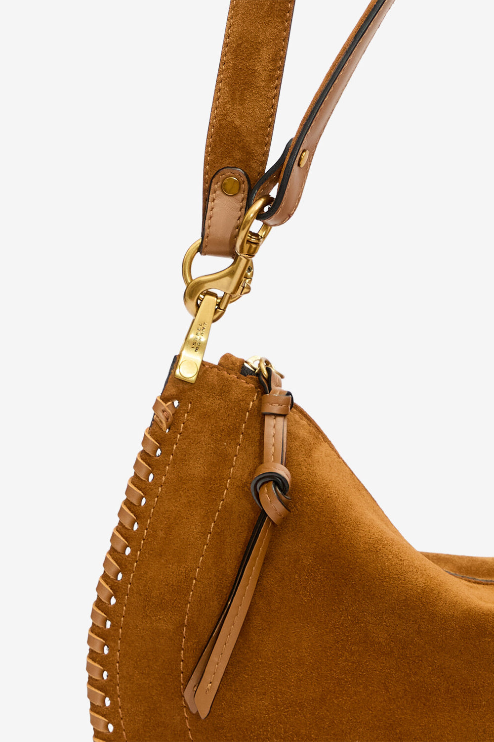 Sac oskan soft zip en cuir de veau velours tressé - Cognac - Woman - 4