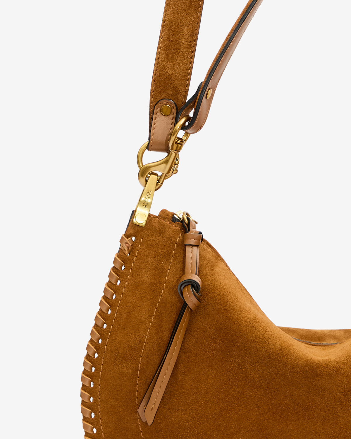 Bolso oskan soft zip de piel de ante de becerro trenzada - Cognac - Woman - 3