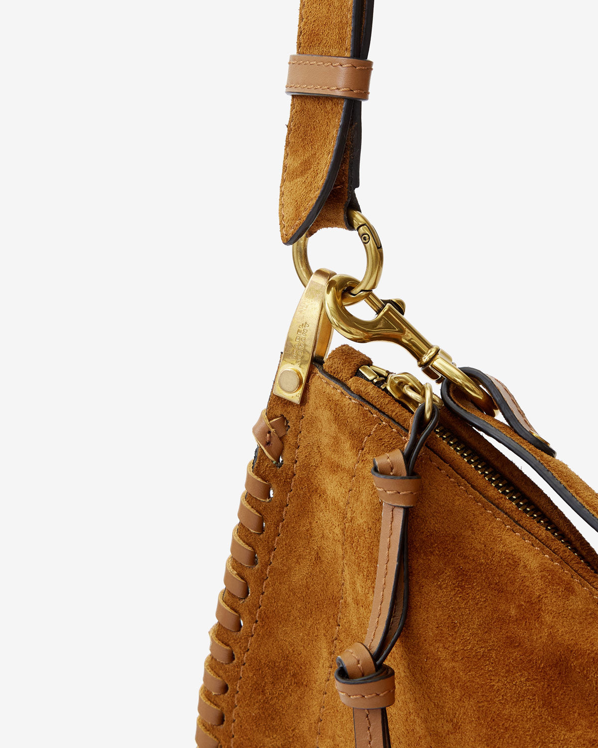 Bolso oskan soft zip de piel de ante de becerro trenzada - Cognac - Woman - 8