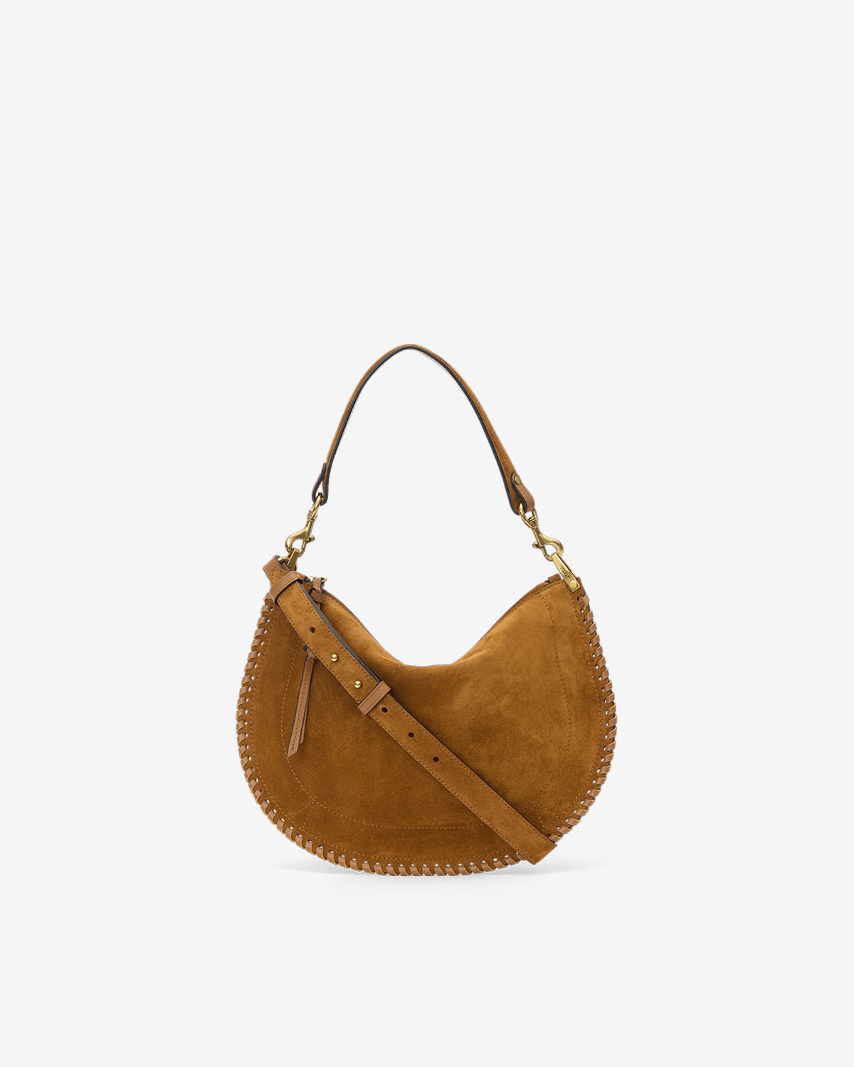 Bolso oskan soft zip de piel de ante de becerro trenzada - Cognac - Woman - 9