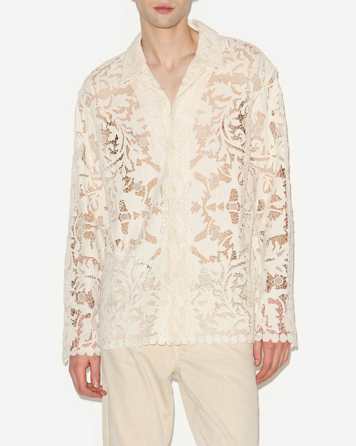 Chemise en dentelle ajourée orfeo - Écru - Man - 3