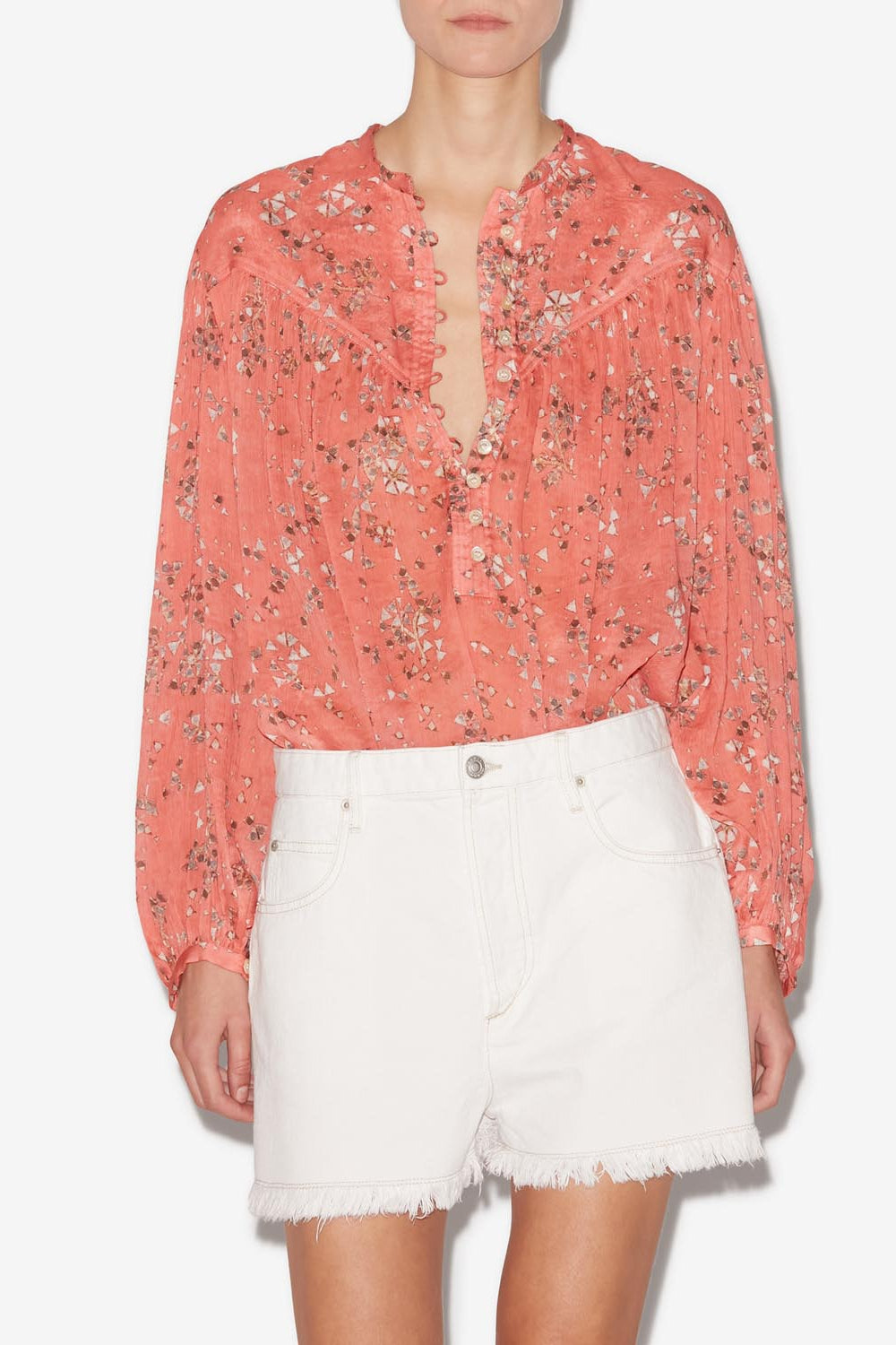 Kiledia 면 소재의 프린트 블라우스 - Shell pink - Woman - 4