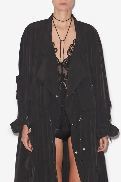 Cappotto lungo con cintura garance - Nero lavato - Woman - 5