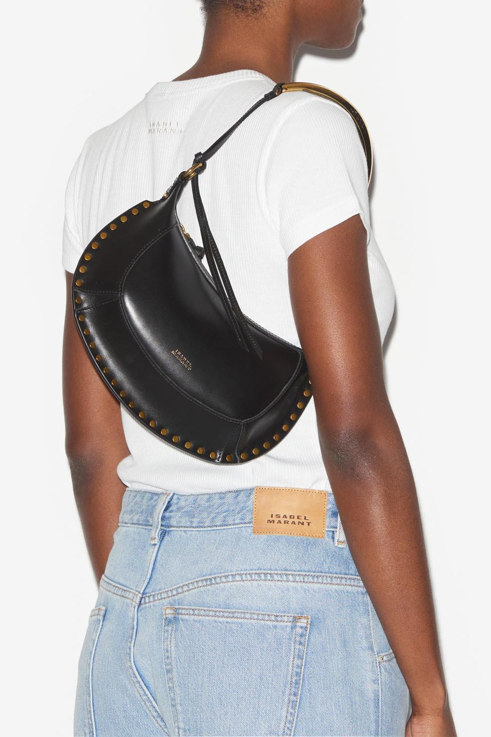 Borsa oskan moon da portare a spalla in pelle  - Black and gold - Woman - 2