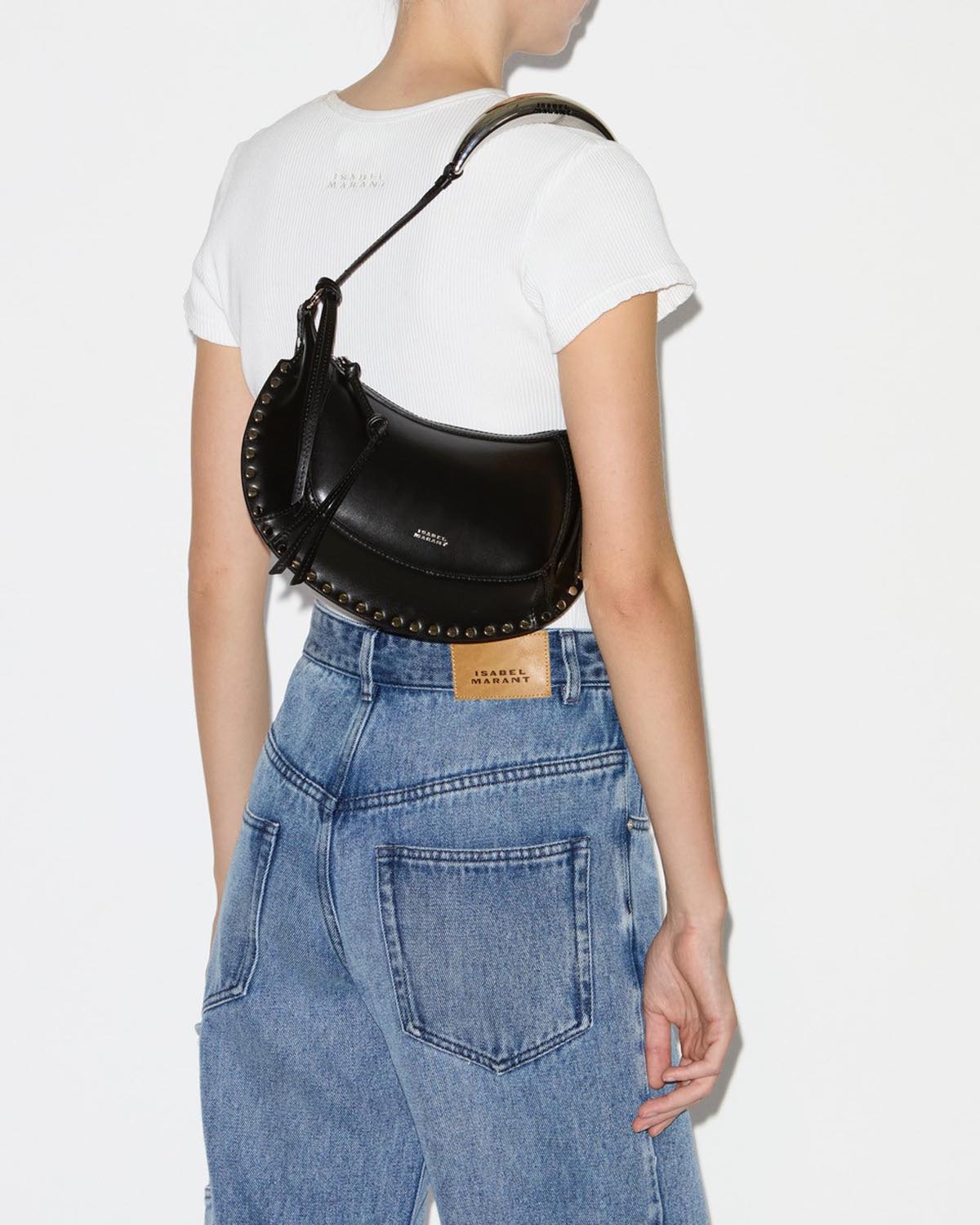 Sac porté épaule en cuir oskan moon - Noir et argenté - Woman - 4
