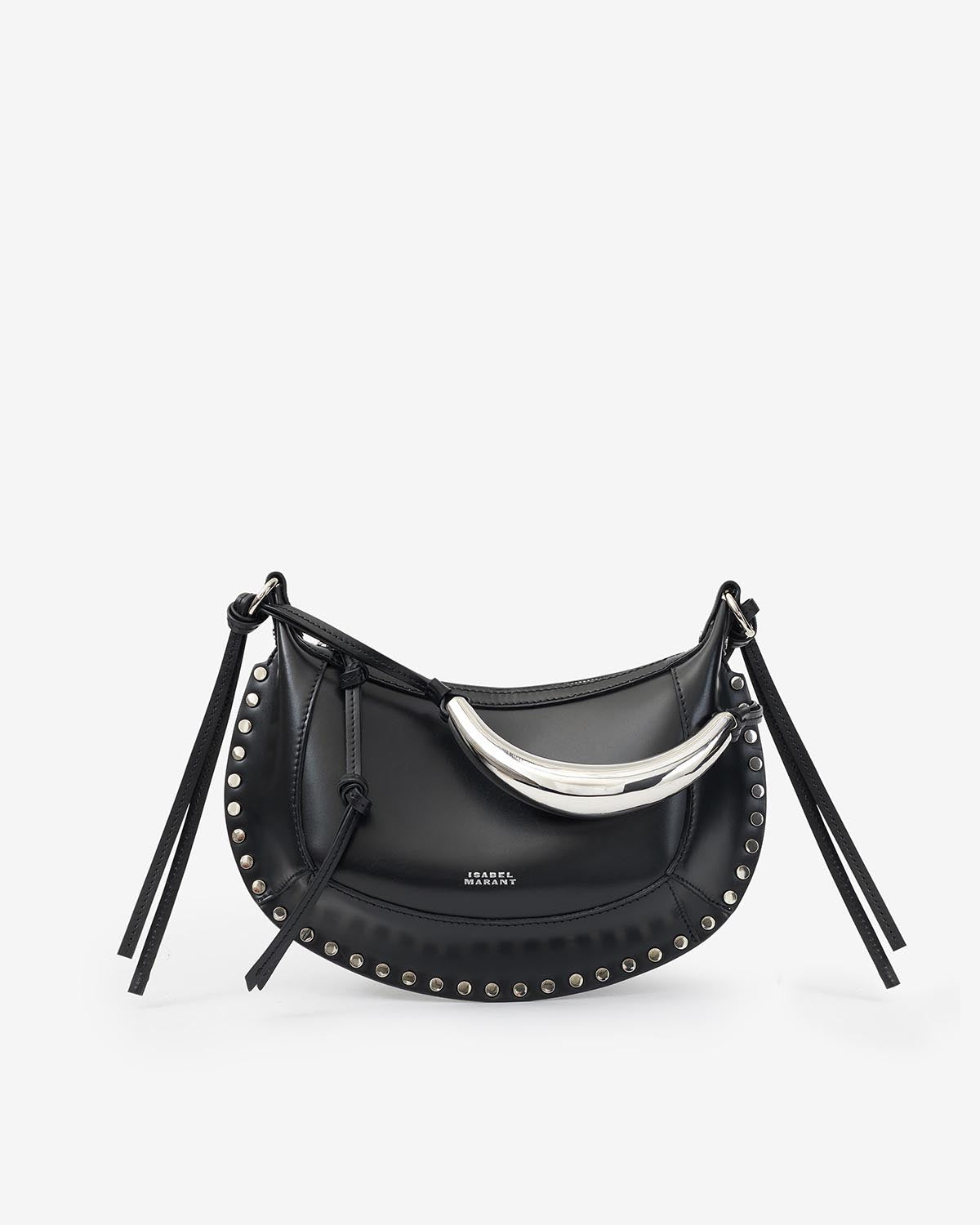 Sac porté épaule en cuir oskan moon - Noir et argenté - Woman - 1