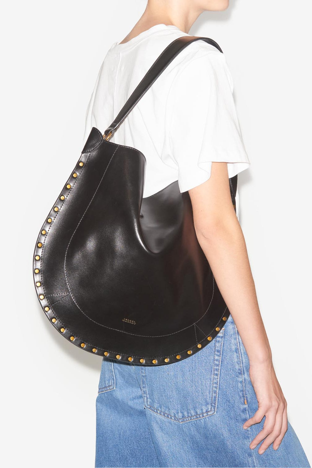Sac porté épaule en cuir de veau oskan hobo soft - Noir - Woman - 2