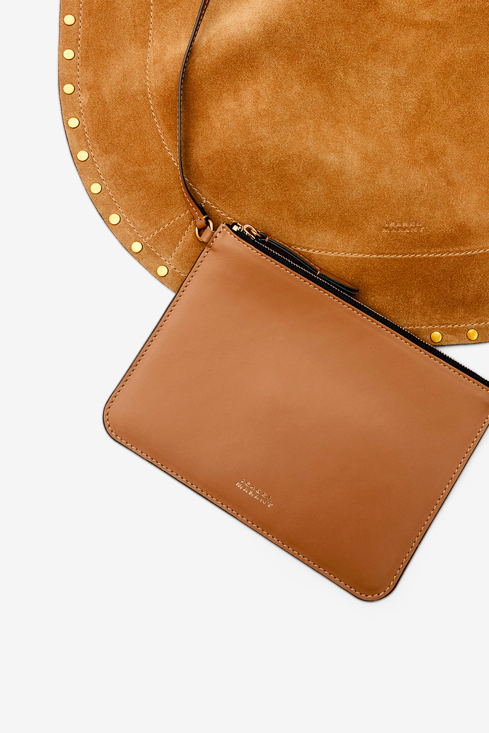 Borsa oskan hobo soft in pelle di vitello scamosciata - Cognac - Woman - 4