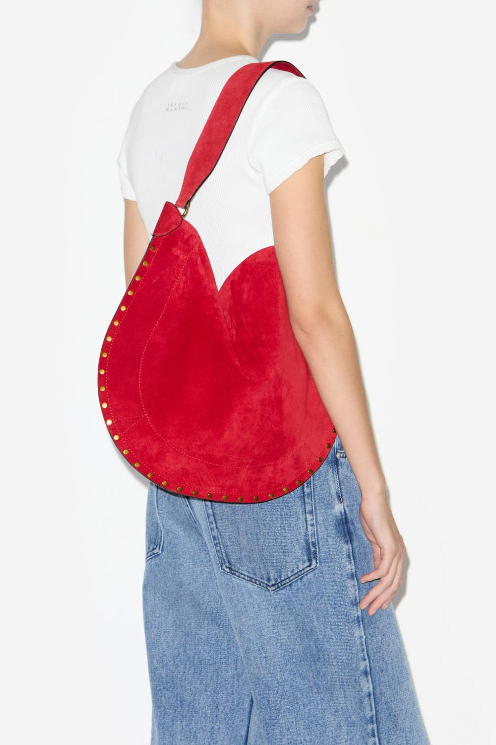 Tasche oskan hobo soft aus kalbs-veloursleder - Scarlet red - Woman - 2