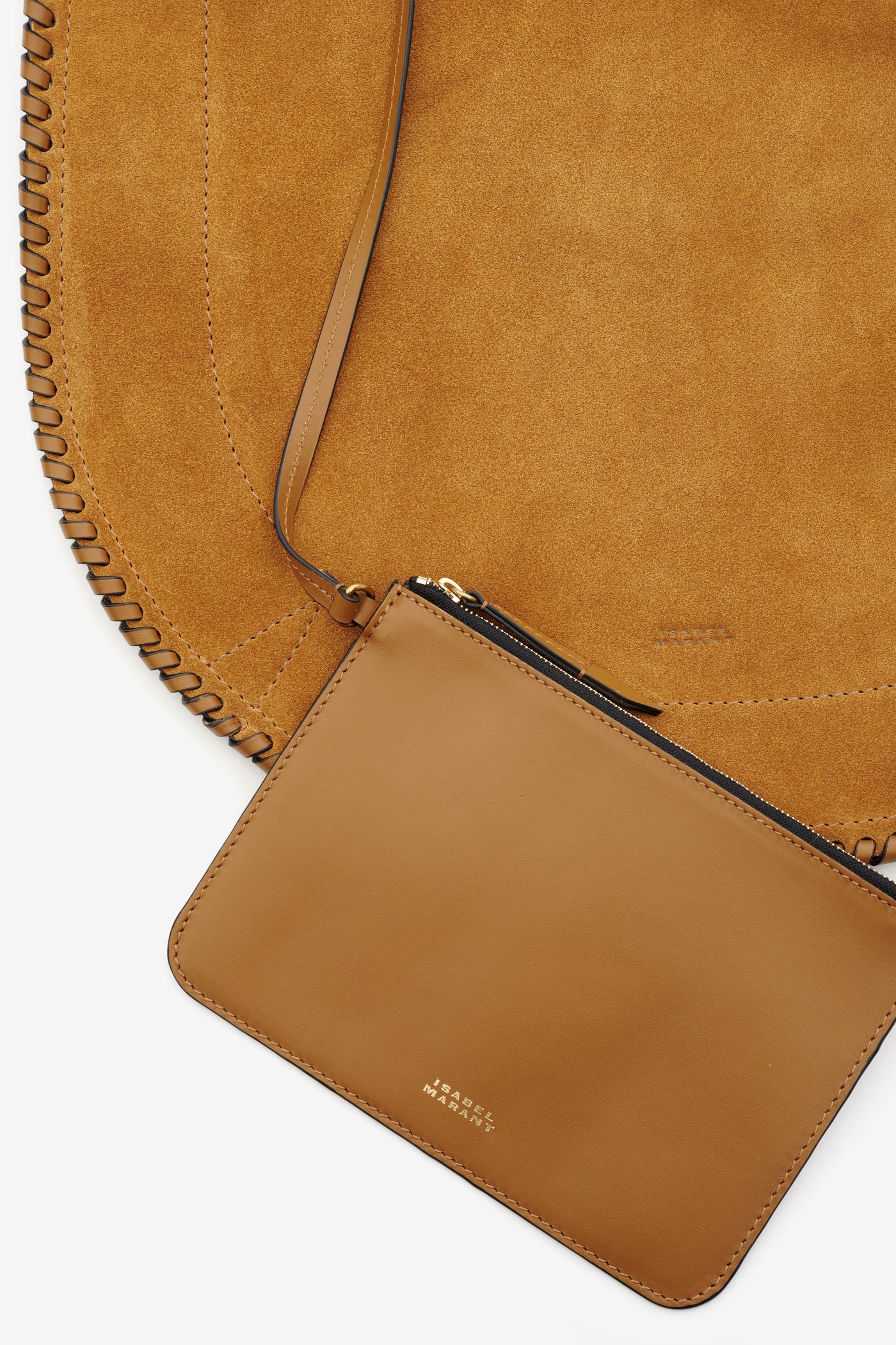Sac en cuir de veau velours tressé oskan hobo soft - Cognac - Woman - 4