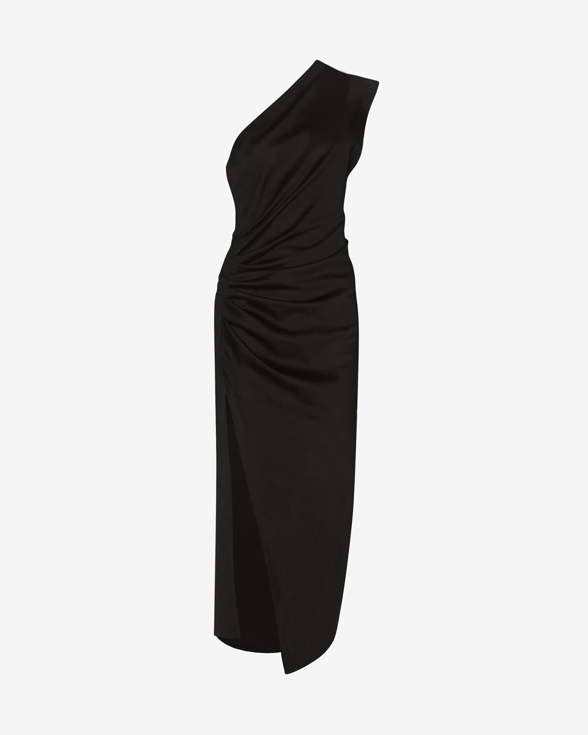 Robe longue drapée asymétrique maude - Noir - Woman - 5