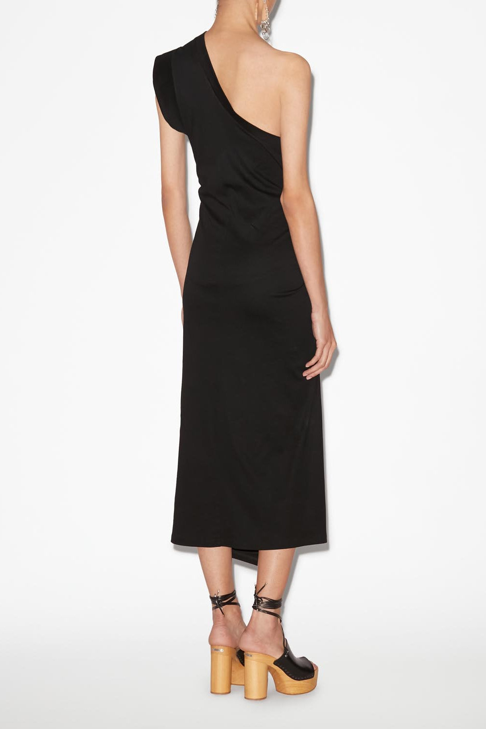 Maude long draped asymmetrical dress - Black - Woman - 5
