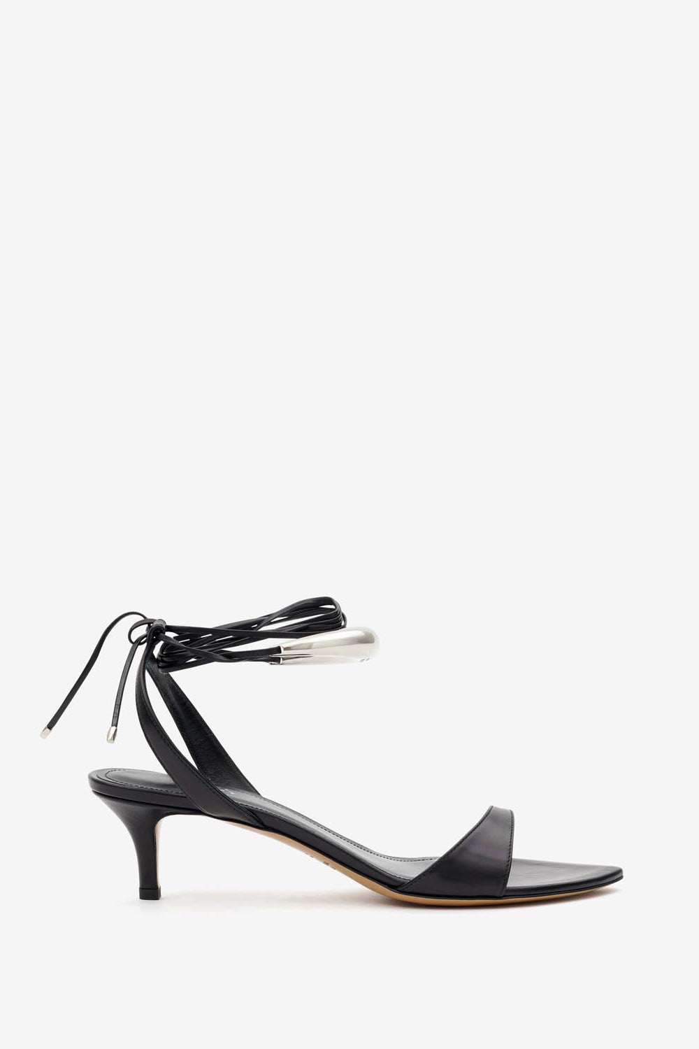 Sandali con tacco medio in pelle alziry - Black and silver - Woman - 1