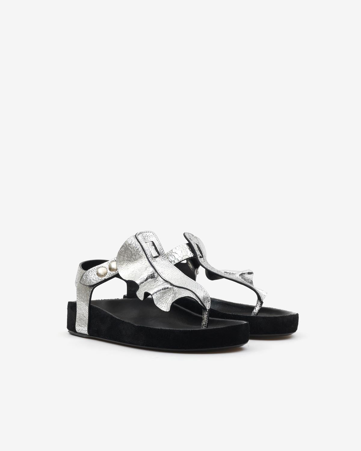 Sandali flat in pelle isela - Argento - Woman - 3