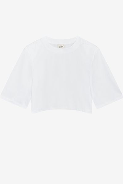 Camiseta corta de algodón lisa zaely - Blanco - Woman - 2