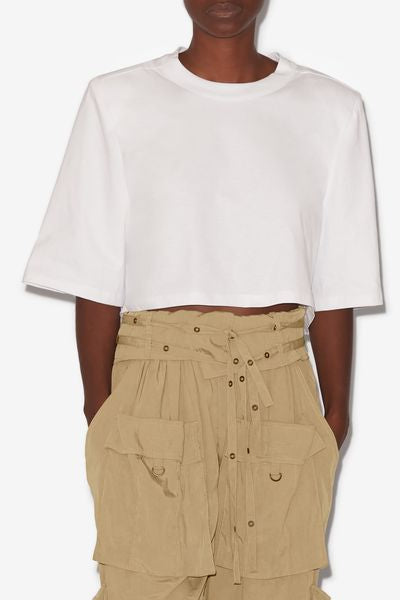 Camiseta corta de algodón lisa zaely - Blanco - Woman - 8