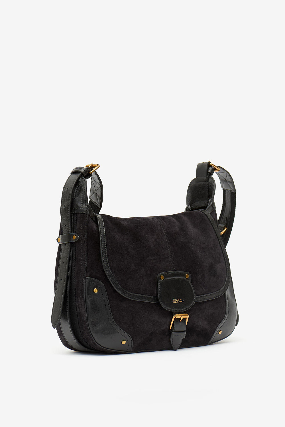 Sac besace sierra en cuir velours - Noir délavé - Woman - 5