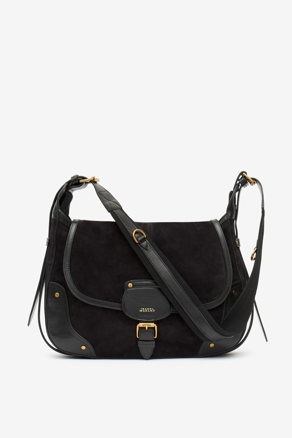 Sac besace sierra en cuir velours - Noir délavé - Woman - 1