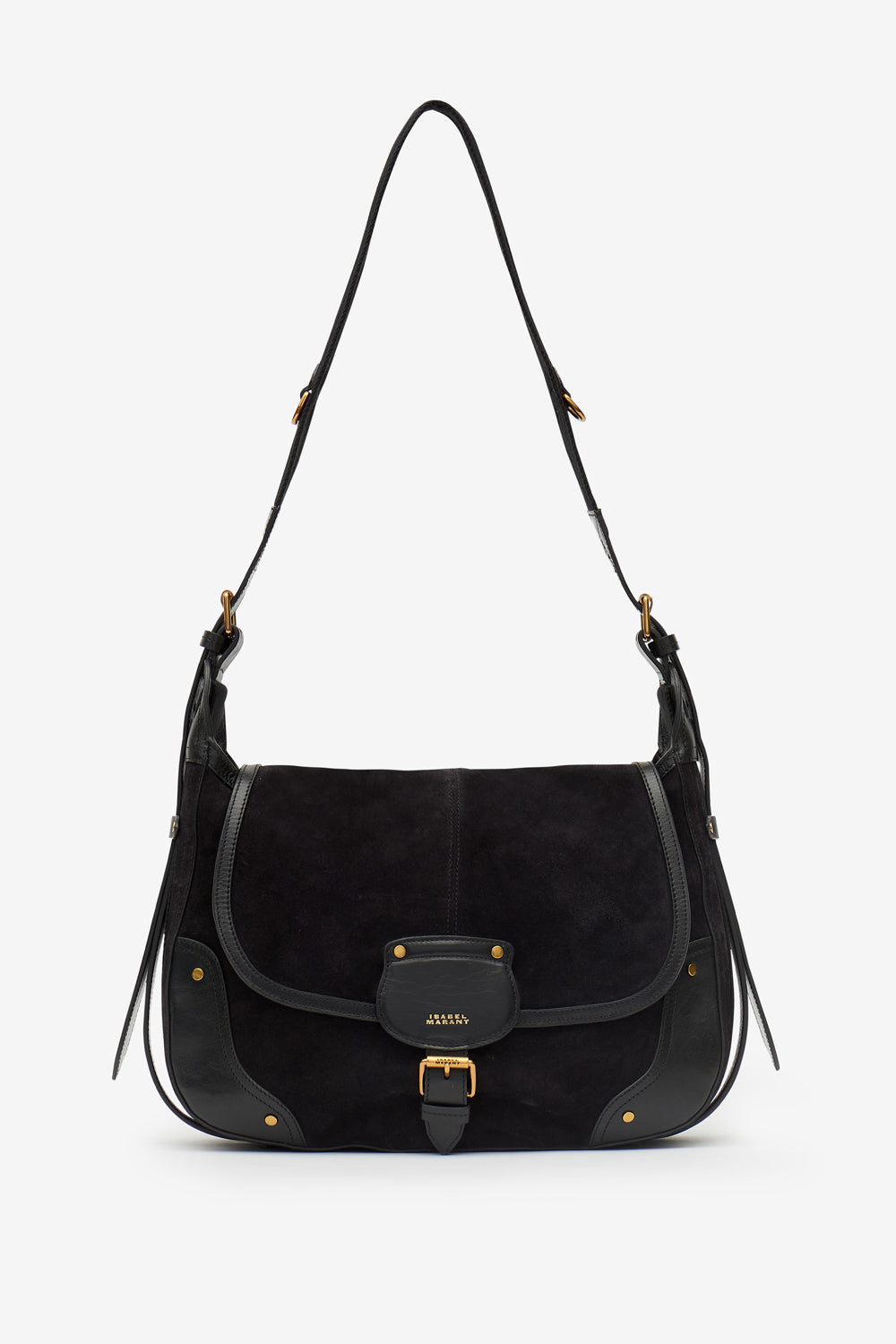 Sac besace sierra en cuir velours - Noir délavé - Woman - 6