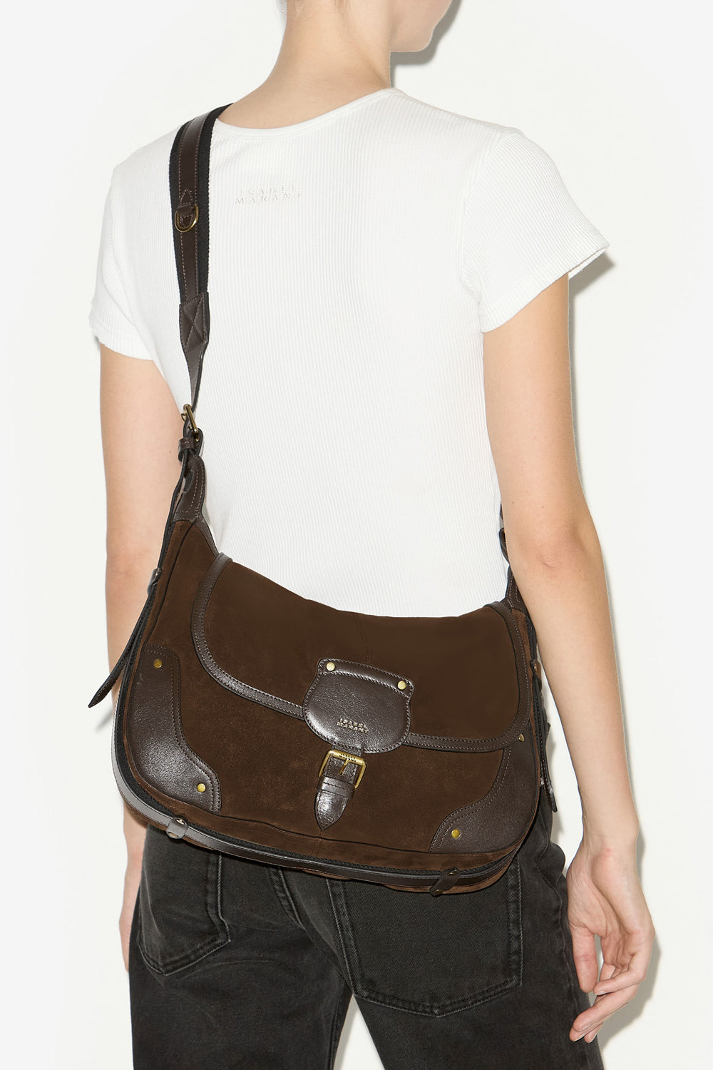Sac besace sierra en cuir velours - Bronze - Woman - 7