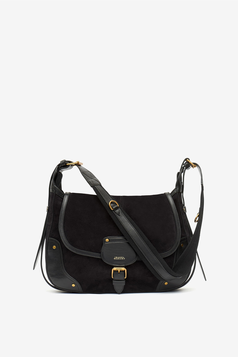 Sac besace sierra s en cuir de veau velours - Noir délavé - Woman - 1