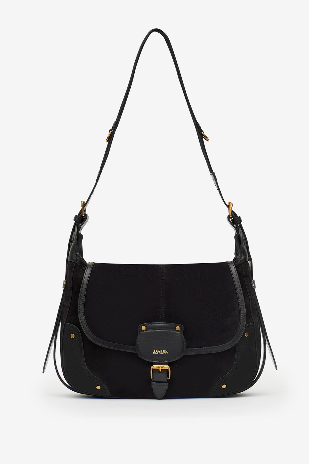 Sac besace sierra s en cuir de veau velours - Noir délavé - Woman - 6