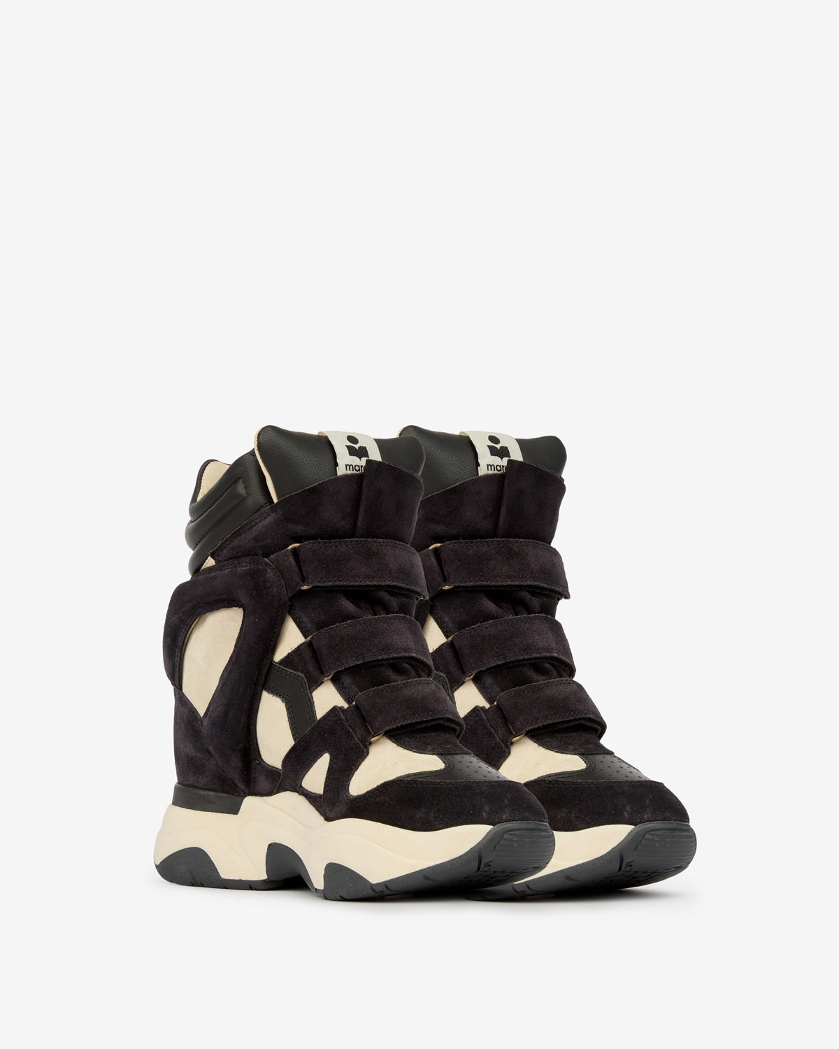 Sneakers balskee alte con zeppa in pelle di vitello scamosciata - Black-chalk - Woman - 3