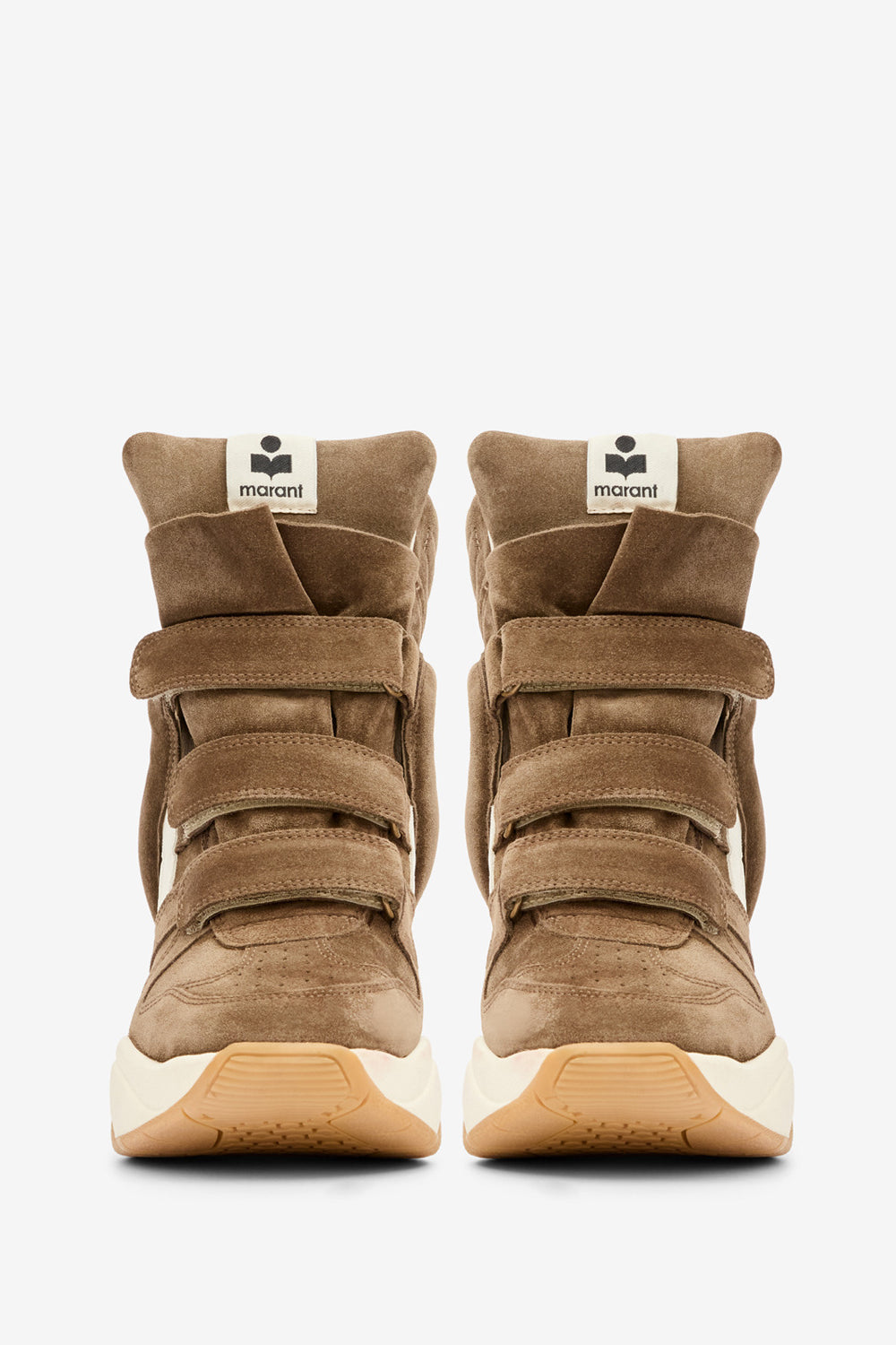 Sneakers high-cut con zeppa balskee in pelle di vitello scamosciata - Khaki-ecru - Woman - 4