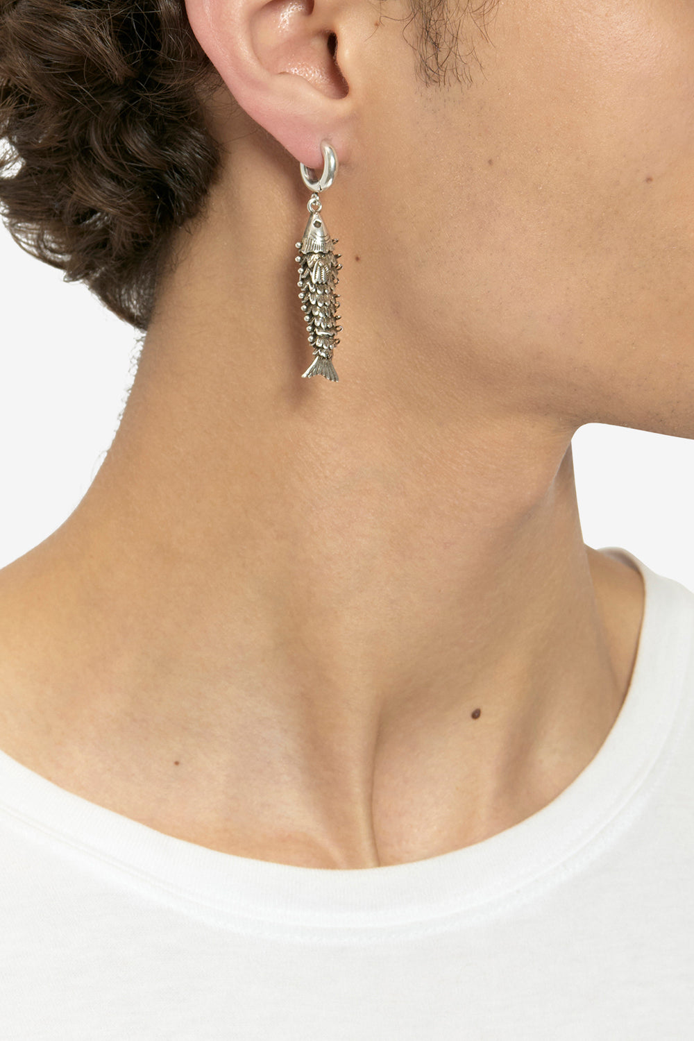 Orecchino pendente river man a forma di pesce - Argento - Man - 2