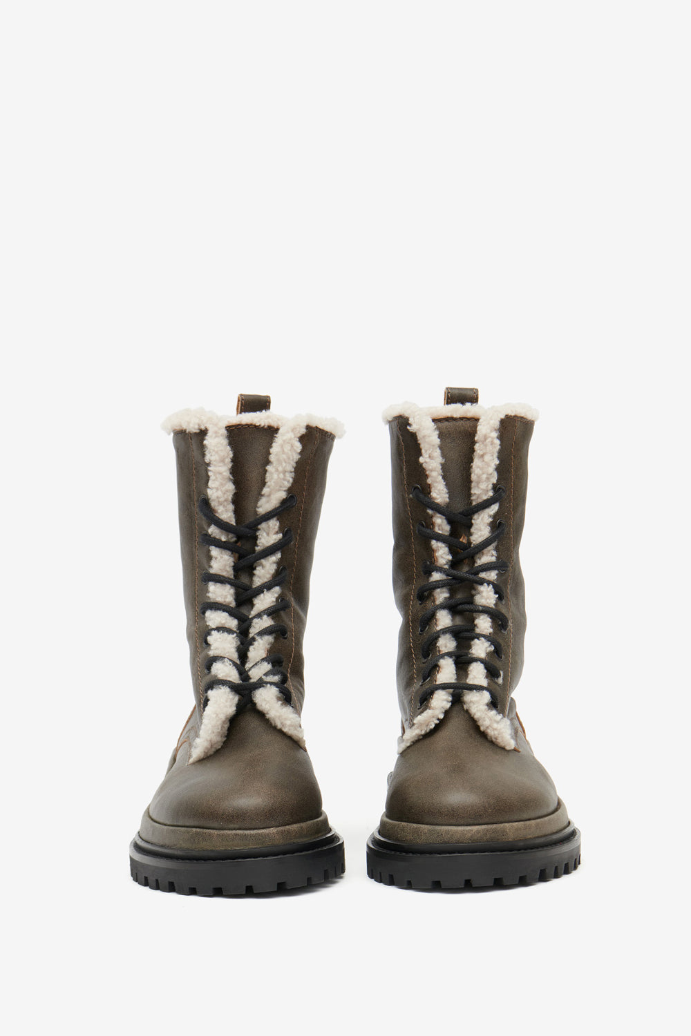 Boots ghiso en cuir fourrées - Marron vintage - Woman - 4