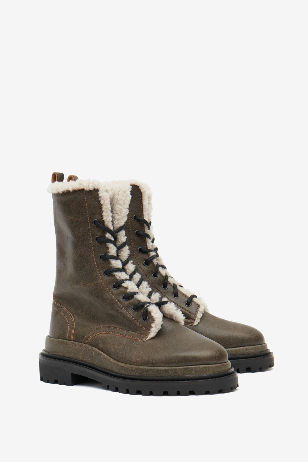 Boots ghiso en cuir fourrées - Marron vintage - Woman - 3