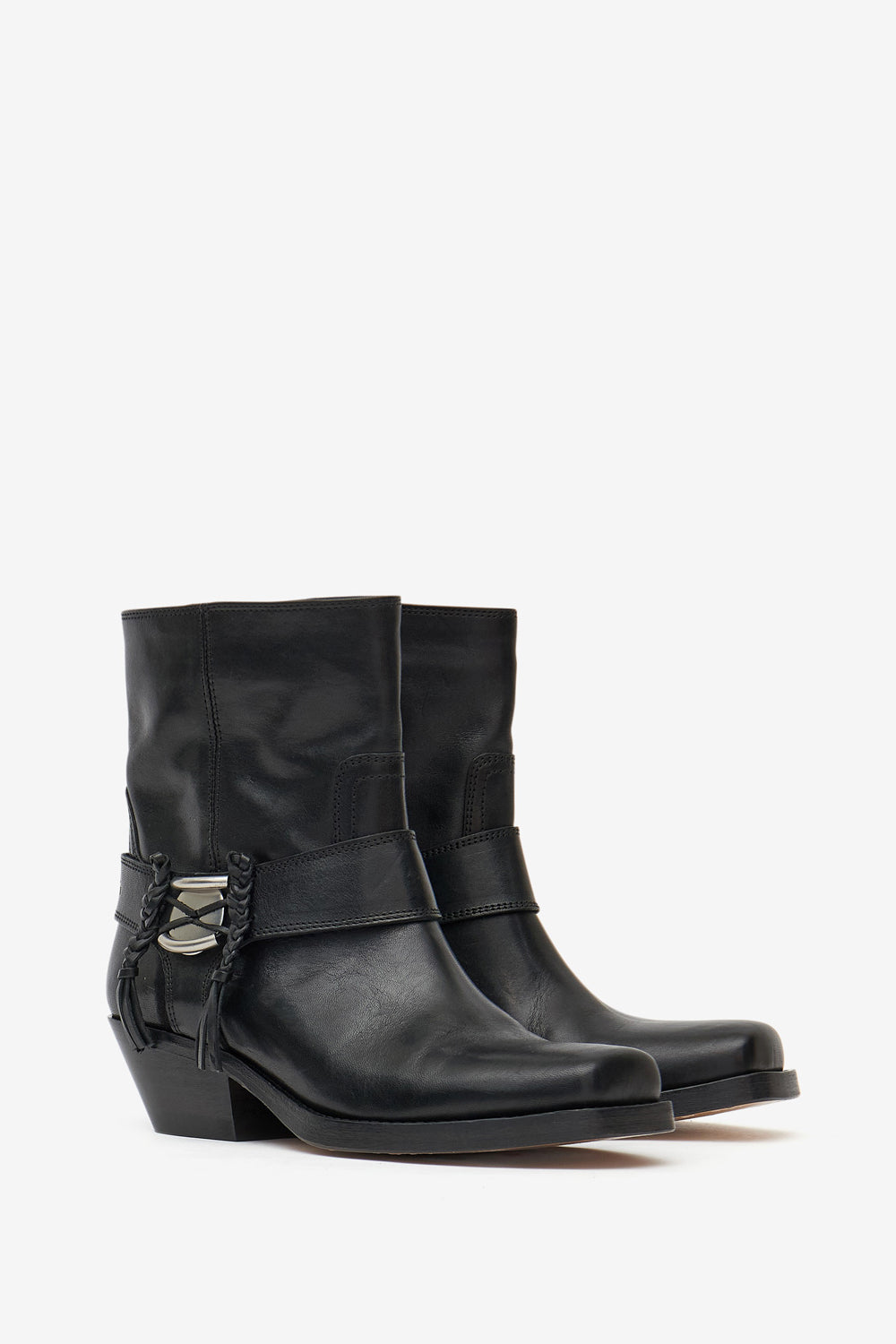Boots akson gaucho en cuir à bouts carrés - Noir - Woman - 3