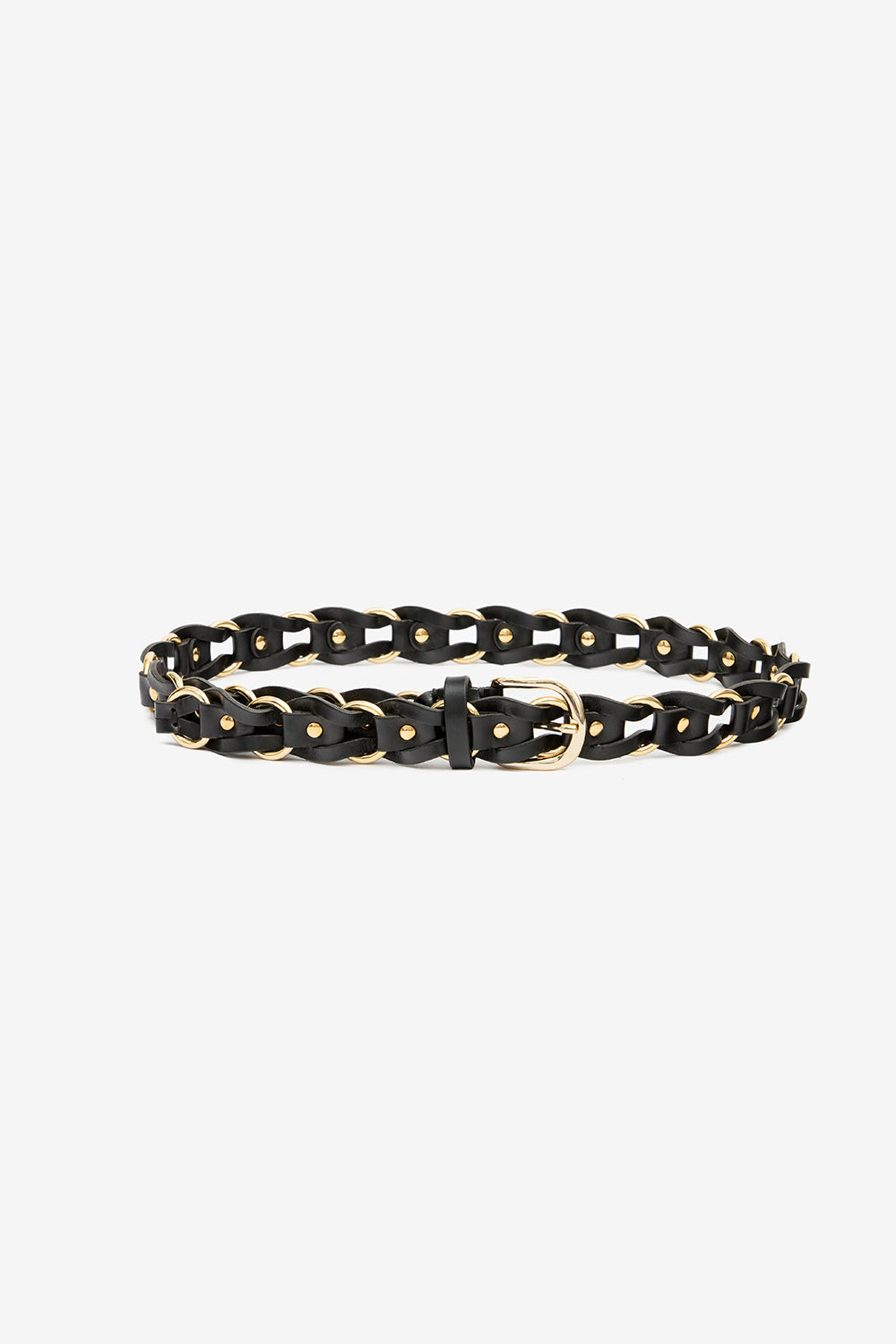 Ceinture bali en cuir et métal entrelacés - Noir et doré - Woman - 1