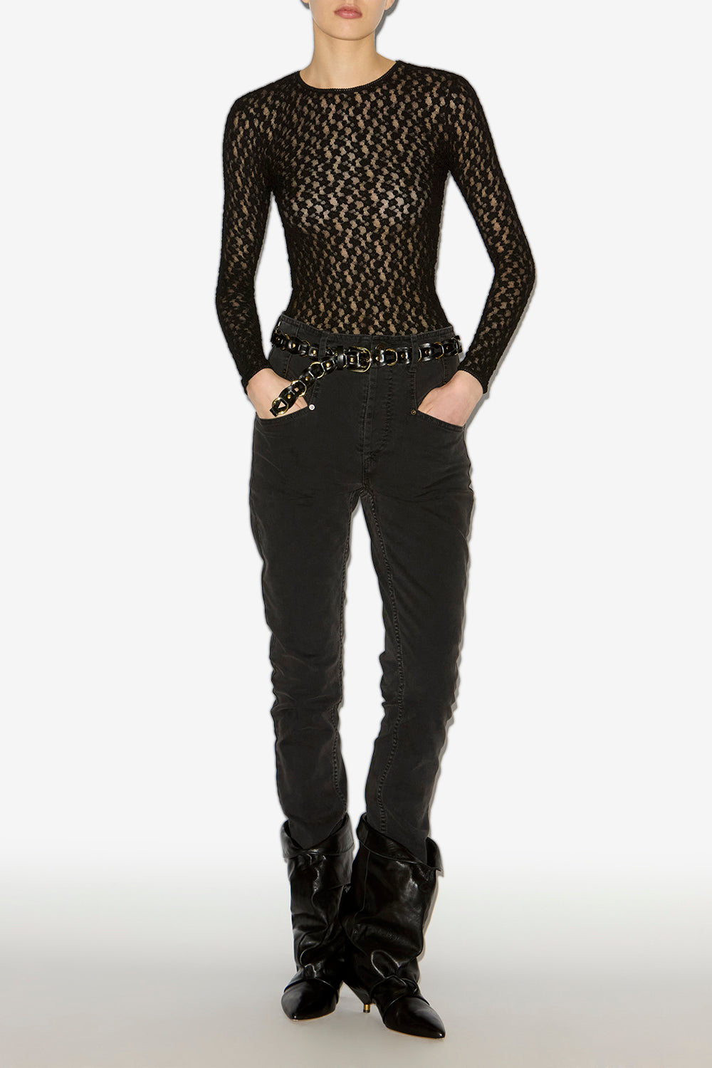 Ceinture bali en cuir et métal entrelacés - Noir et doré - Woman - 5