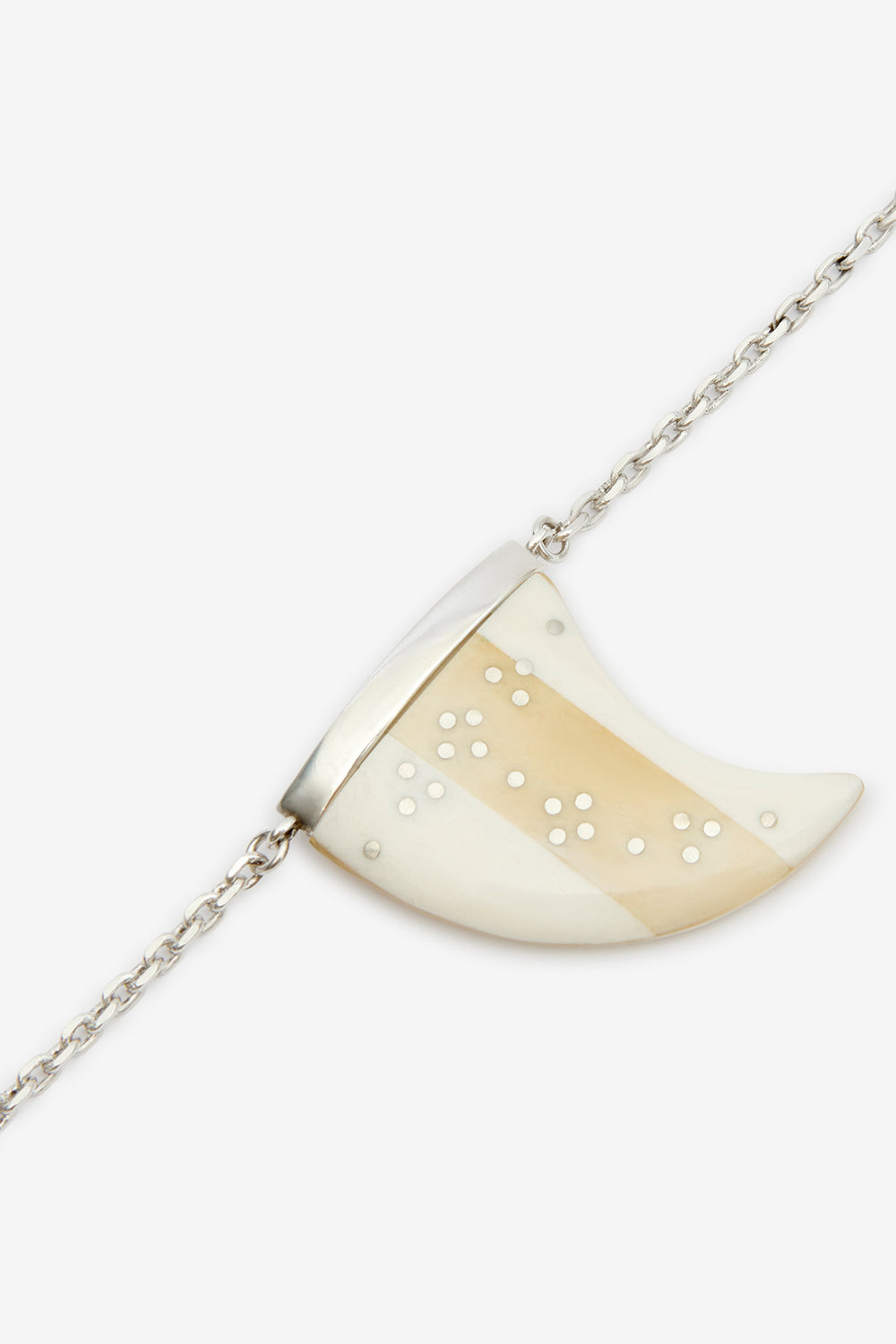 Halskette mit anhänger aus büffelhorn ellen - Ecru-silver - Woman - 2