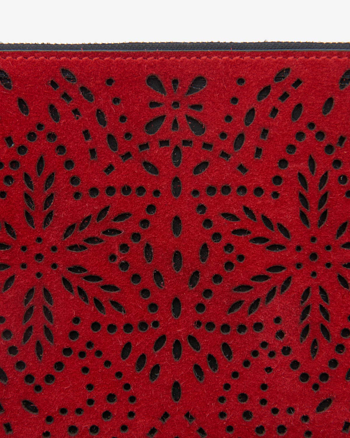 Flat pouch fringed leather clutch bag - Red - Woman - 3