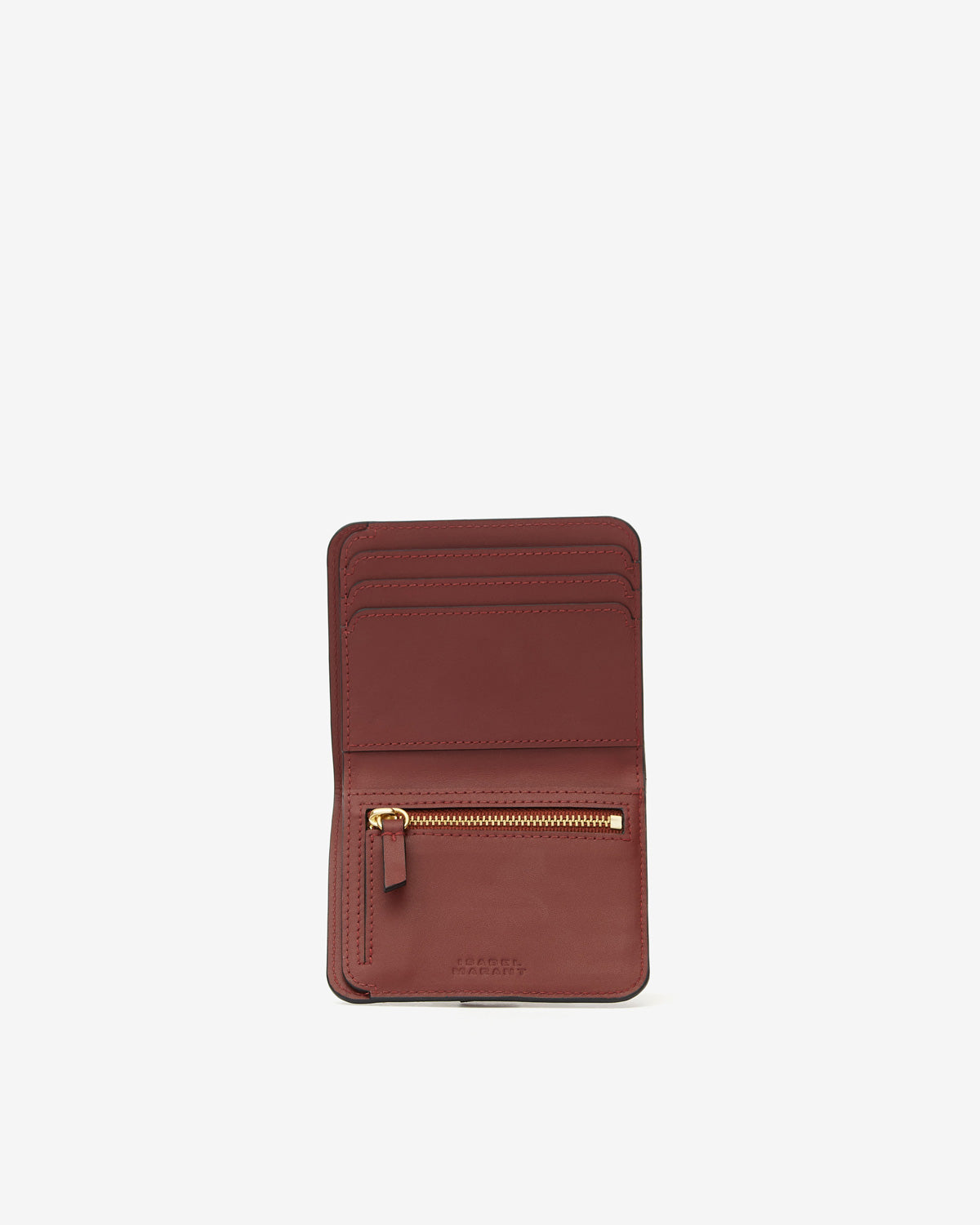 Oskan studded soft leather wallet - Burgundy - Woman - 3