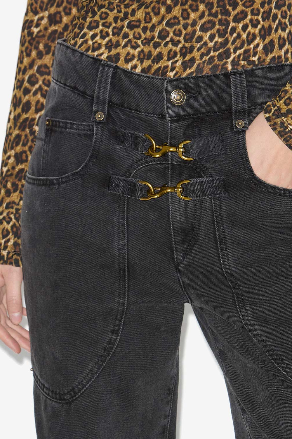 Brinley ハイウエスト デニム パンツ - ウォッシュドブラック - Woman - 3