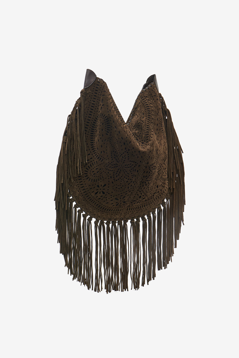 Borsa oskan hobo soft in pelle scamosciata traforata con frange - Bronzo - Woman - 4