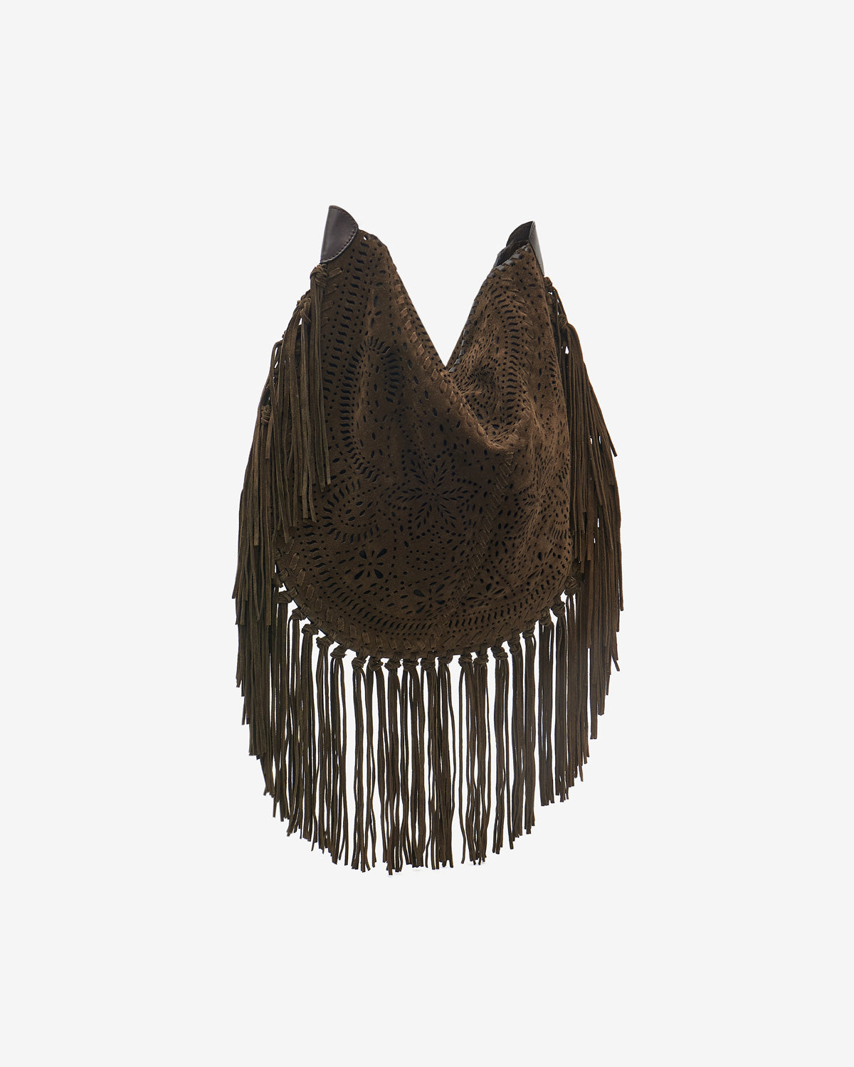 Borsa oskan hobo soft in pelle scamosciata traforata con frange - Bronzo - Woman - 4