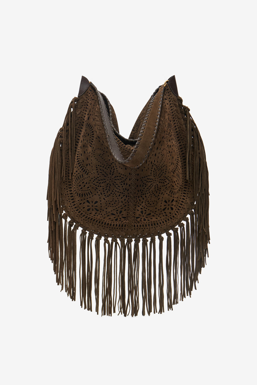 Borsa oskan hobo soft in pelle scamosciata traforata con frange - Bronzo - Woman - 2