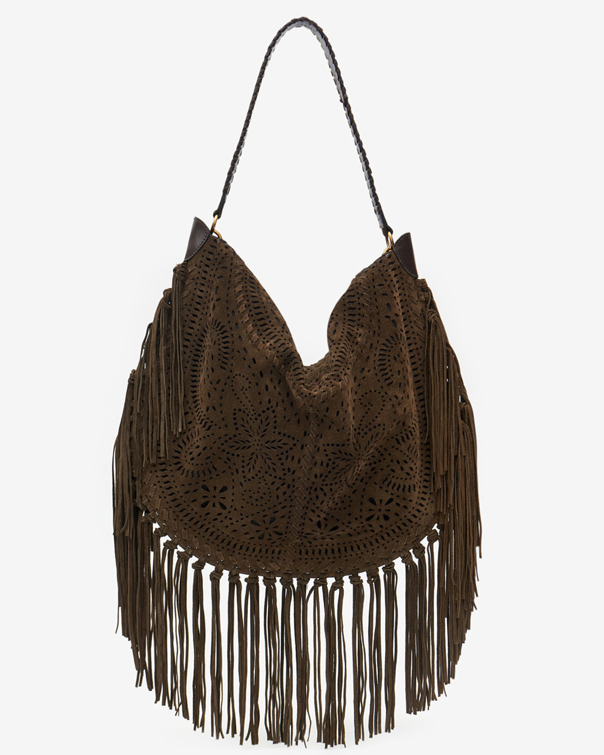 Borsa oskan hobo soft in pelle scamosciata traforata con frange - Bronzo - Woman - 1