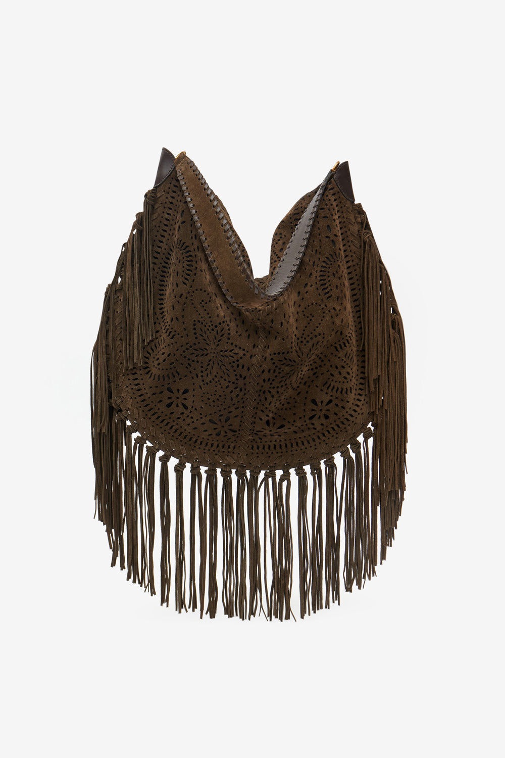 Borsa oskan hobo soft in pelle scamosciata traforata con frange - Bronzo - Woman - 5