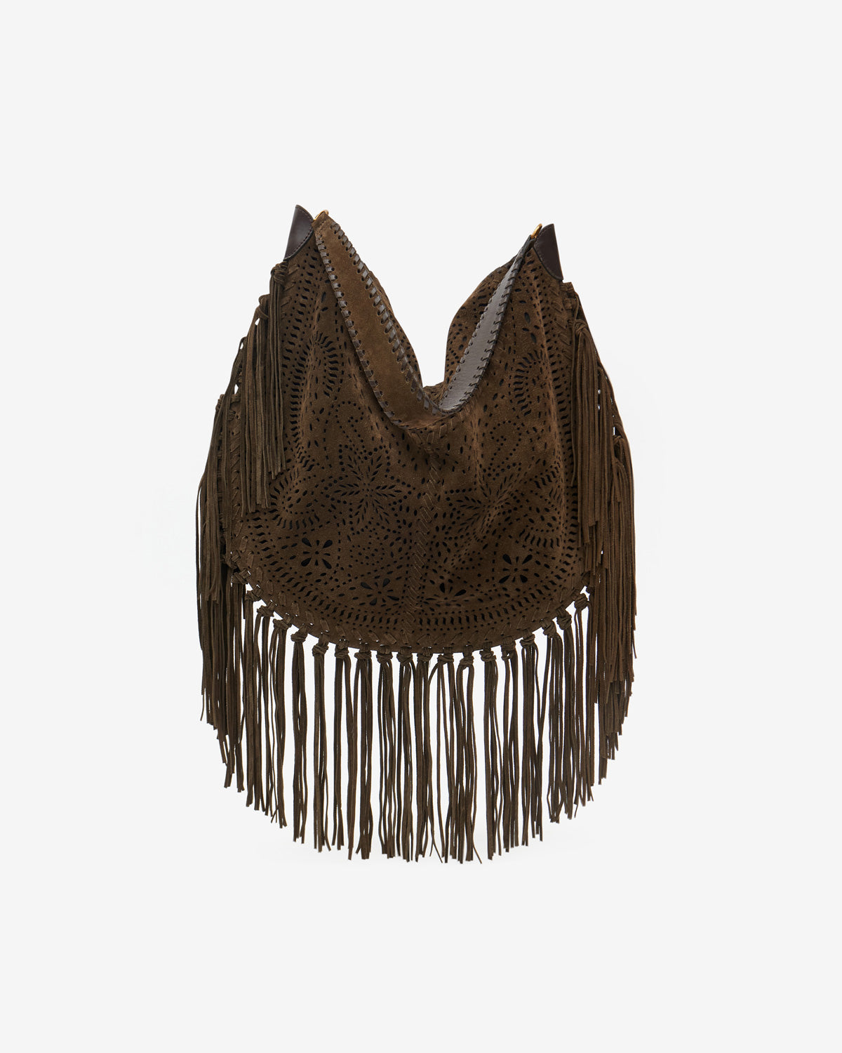 Borsa oskan hobo soft in pelle scamosciata traforata con frange - Bronzo - Woman - 5