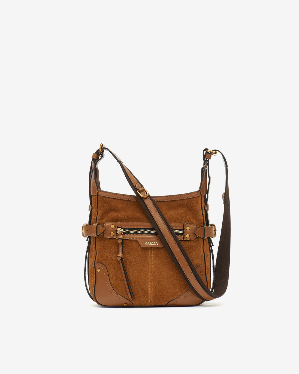 Sac sierra hobo s en cuir velours à bandoulière - Cognac - Woman - 1
